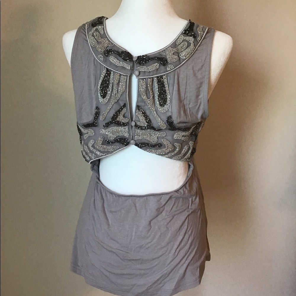 Beaded open-back tank top